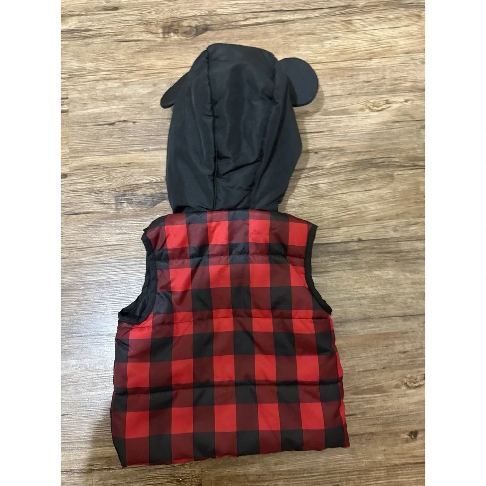 Disney Junior Mickey Plaid Hooded Ears‎ Vest Unisex Size 18M